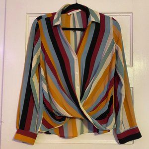 All in Favor Patterned Drape Front Blouse